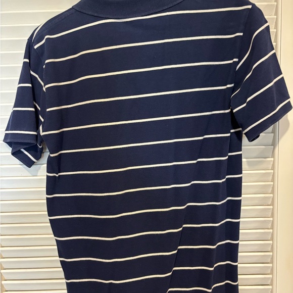 Polo by Ralph Lauren Navy Blue Striped Short Sleeve Polo Shirt Boys Size L 16/18 - Picture 3 of 4